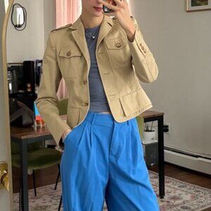 Michael Michael Kors Italian Silk-Lined Utility Safari Jacket – Beige